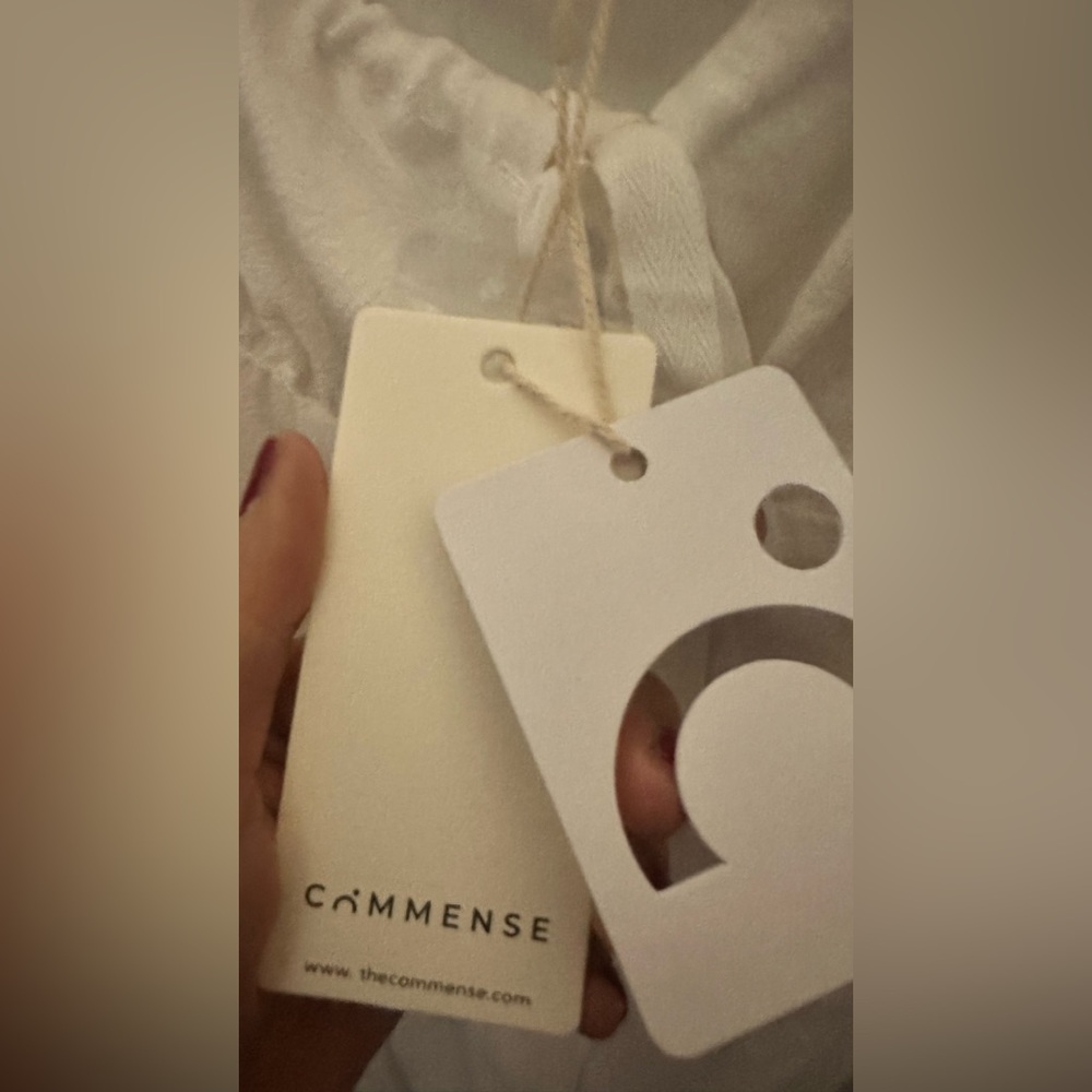 Commense, White Linen Blend Button Front Mini Dress, Size small | 0313 - Picture 7 of 7